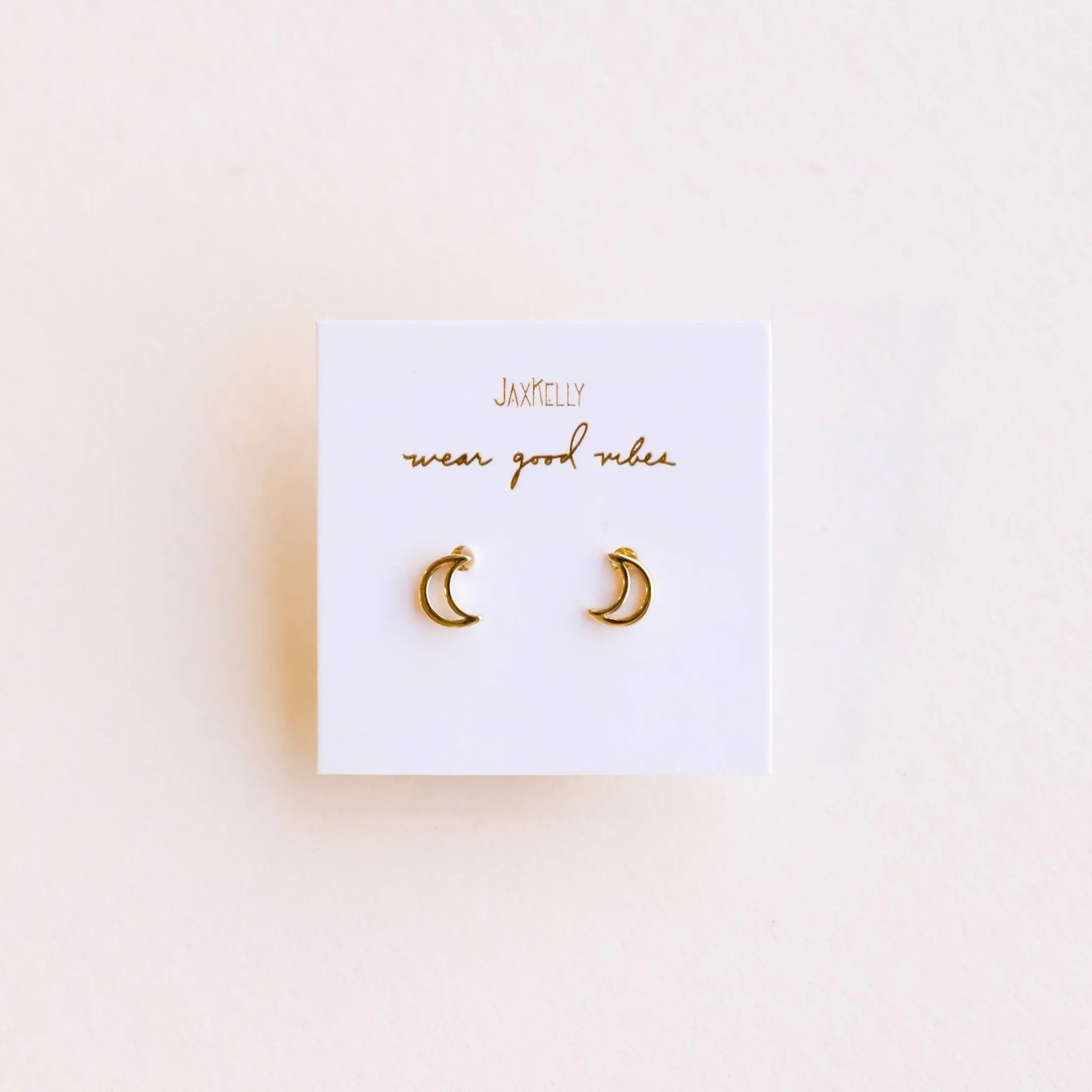 JaxKelly - Minimalist - Moon - Gold Earrings