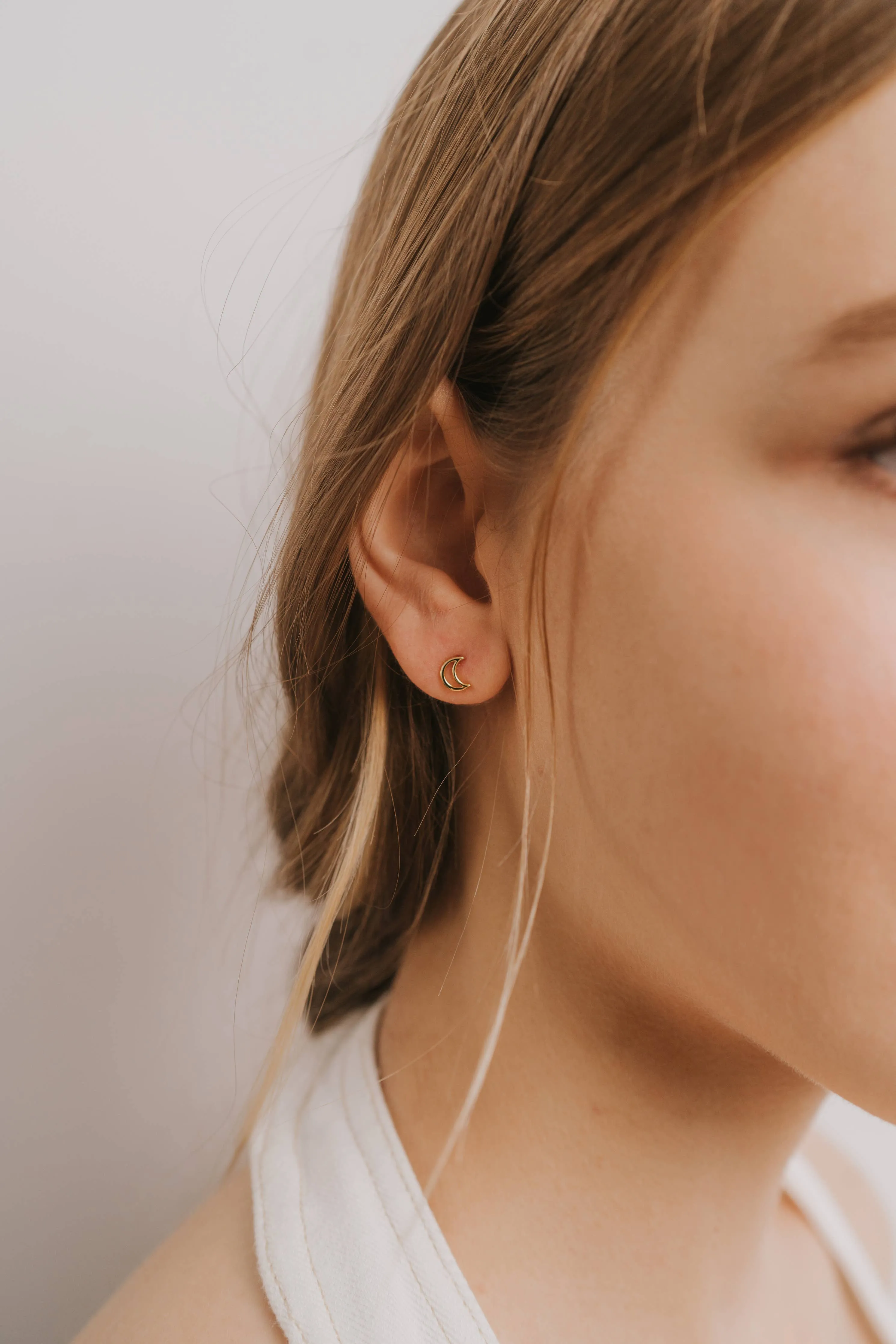 JaxKelly - Minimalist - Moon - Gold Earrings