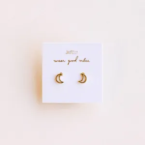 JaxKelly - Minimalist - Moon - Gold Earrings