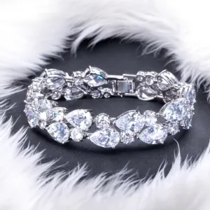 JOHANNA - clear cz rhinestone oval latch bracelet (silver)