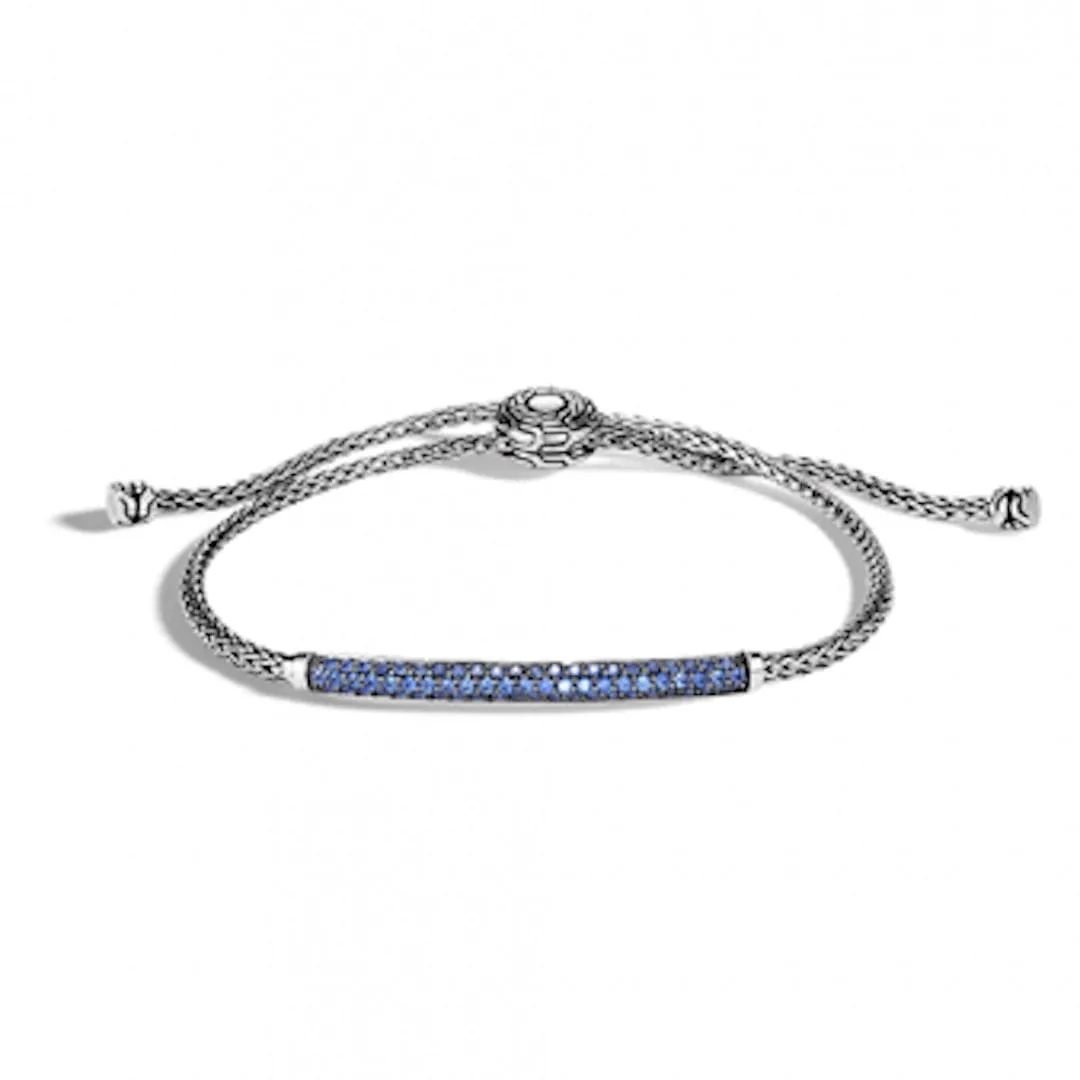 John Hardy Silver and Sapphire Chain Pull-Through Bracelet, Medium-Large