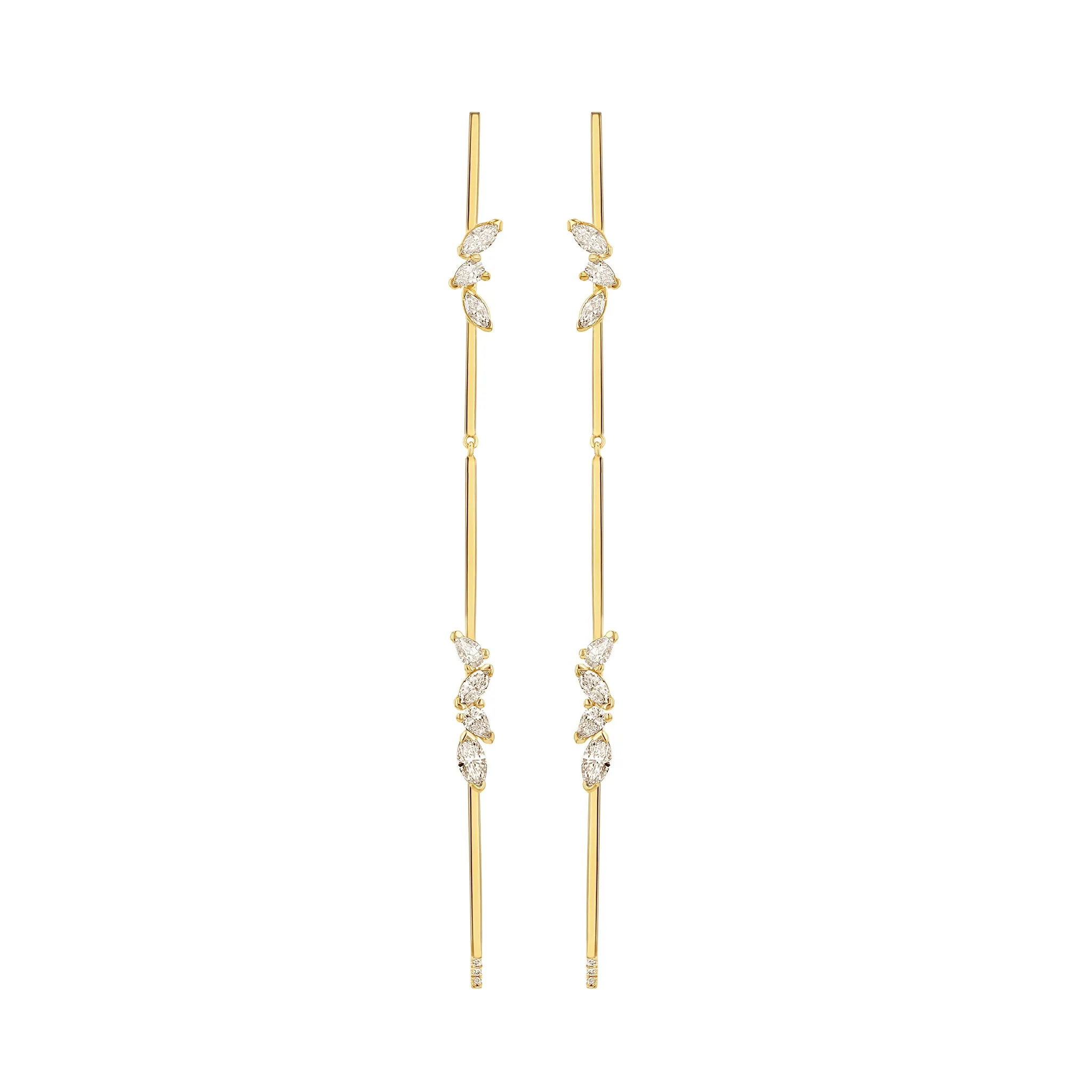 Jointed Linear Earrings with Diamonds Plus