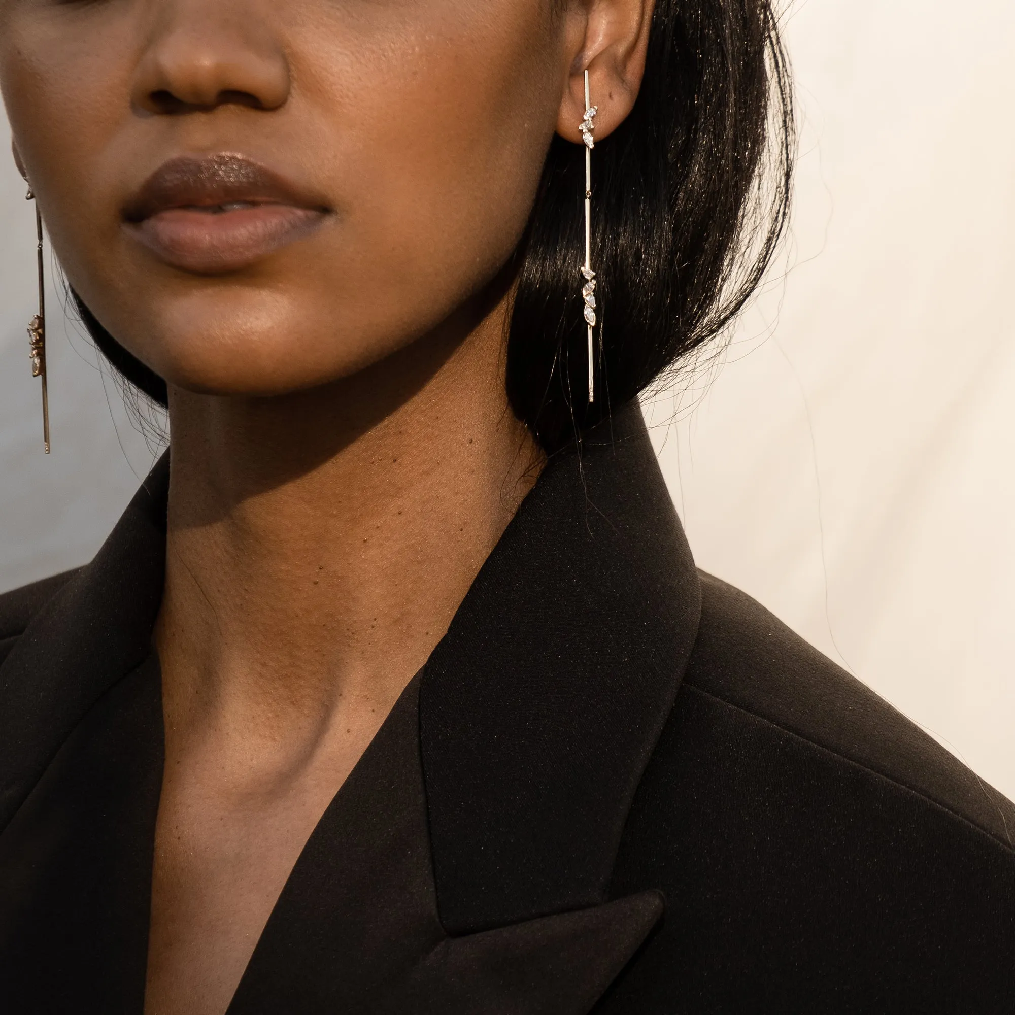 Jointed Linear Earrings with Diamonds Plus