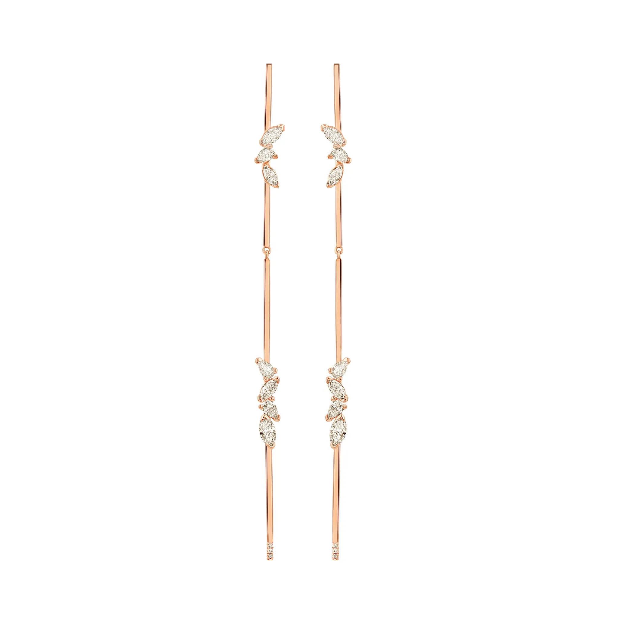 Jointed Linear Earrings with Diamonds Plus