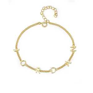 JORDAN Capital Letter Name Bracelet Personalized Name Bracelets Link Chain