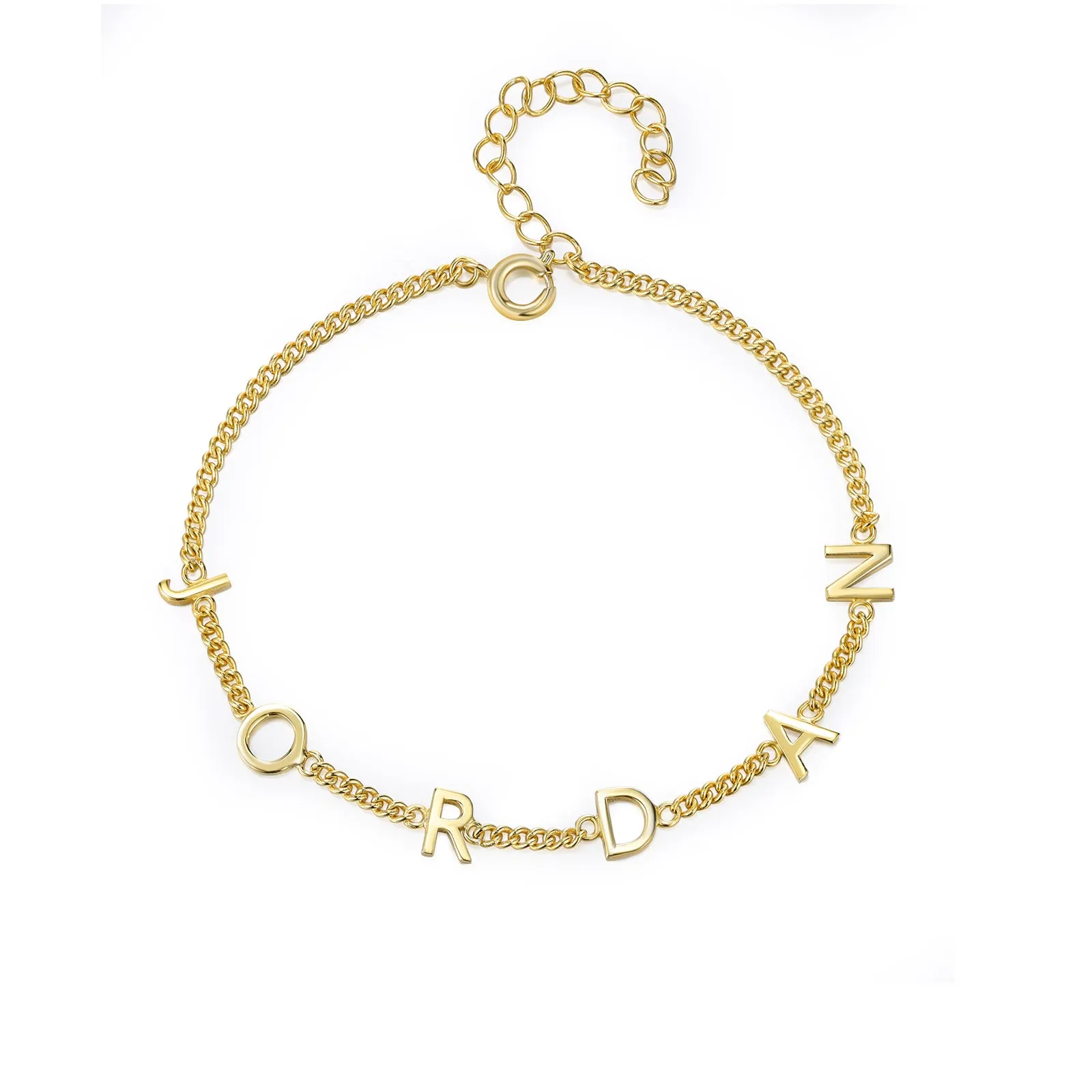 JORDAN Capital Letter Name Bracelet Personalized Name Bracelets Link Chain