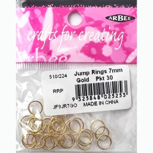 JUMP RINGS 7MM GOLD PKT 30 GOLD 7MM 30