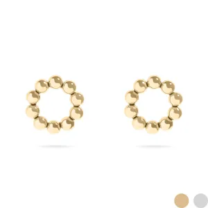 Kayla 18K Gold or Stainless PVD Circle Ball Stud Earrings