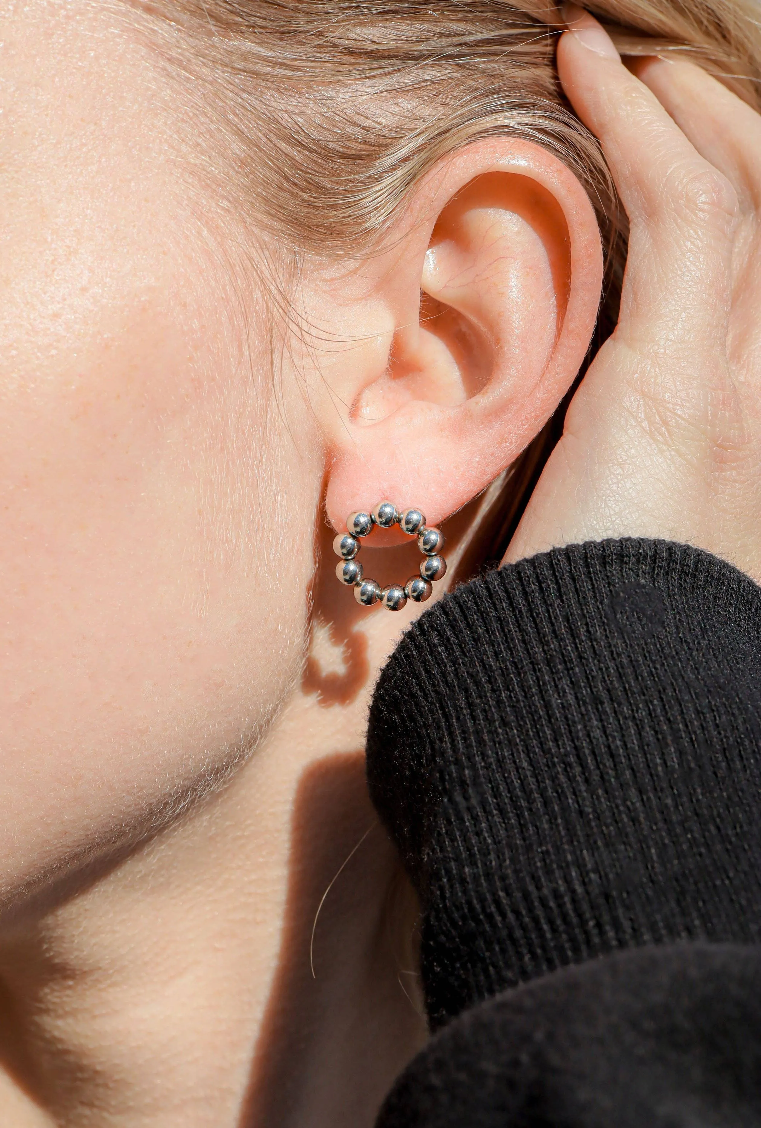 Kayla 18K Gold or Stainless PVD Circle Ball Stud Earrings