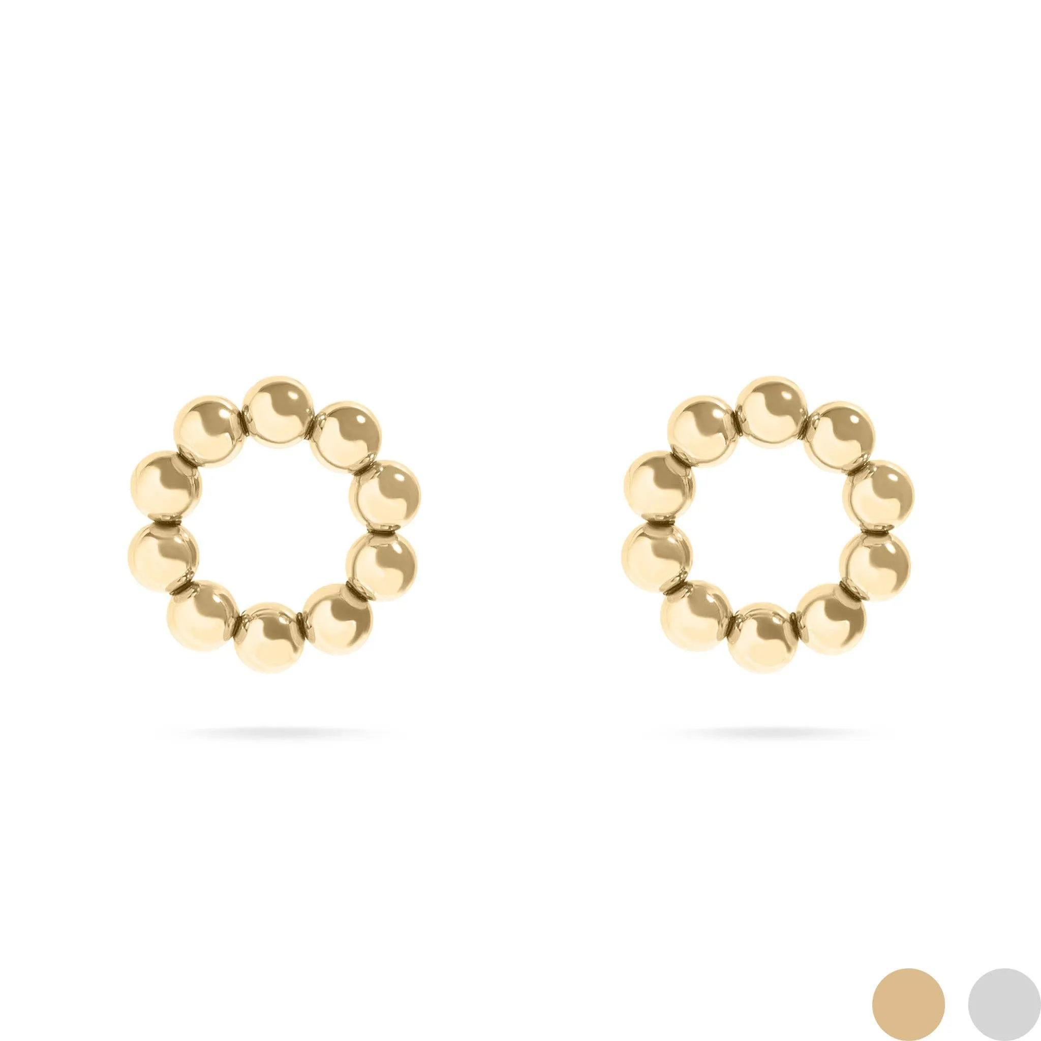 Kayla 18K Gold or Stainless PVD Circle Ball Stud Earrings