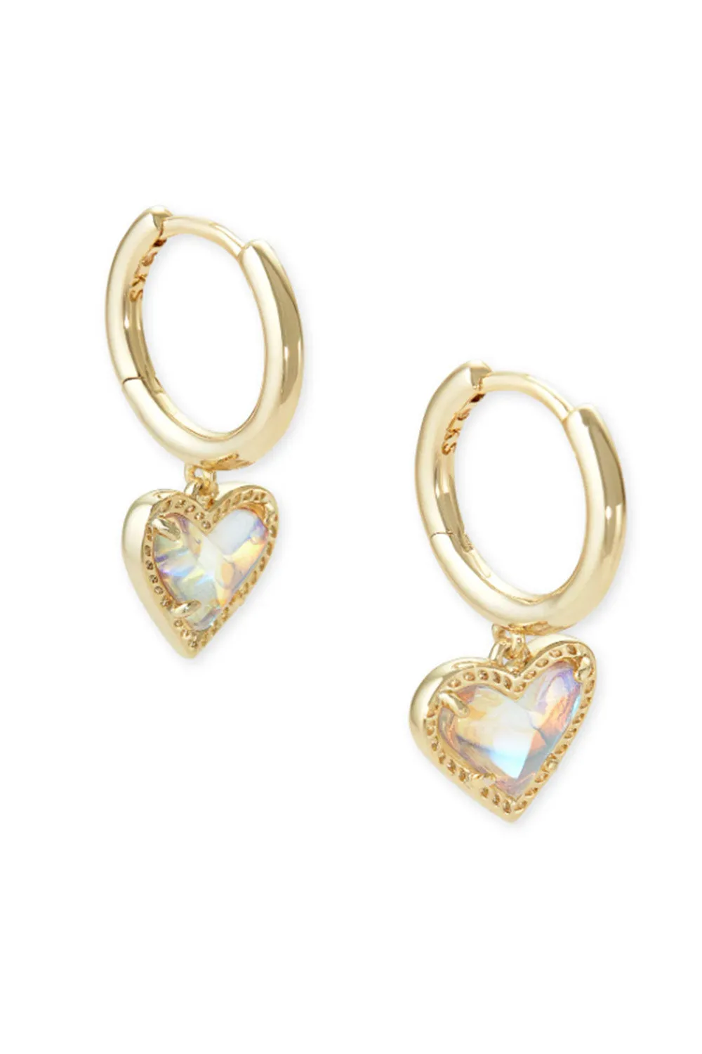 Kendra Scott Ari Heart Gold Huggie Earrings in Dichroic Glass | 4217710122
