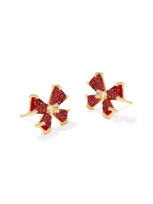 Kendra Scott Blair Bow Small Stud Earrings - Gold Bright Red Drusy