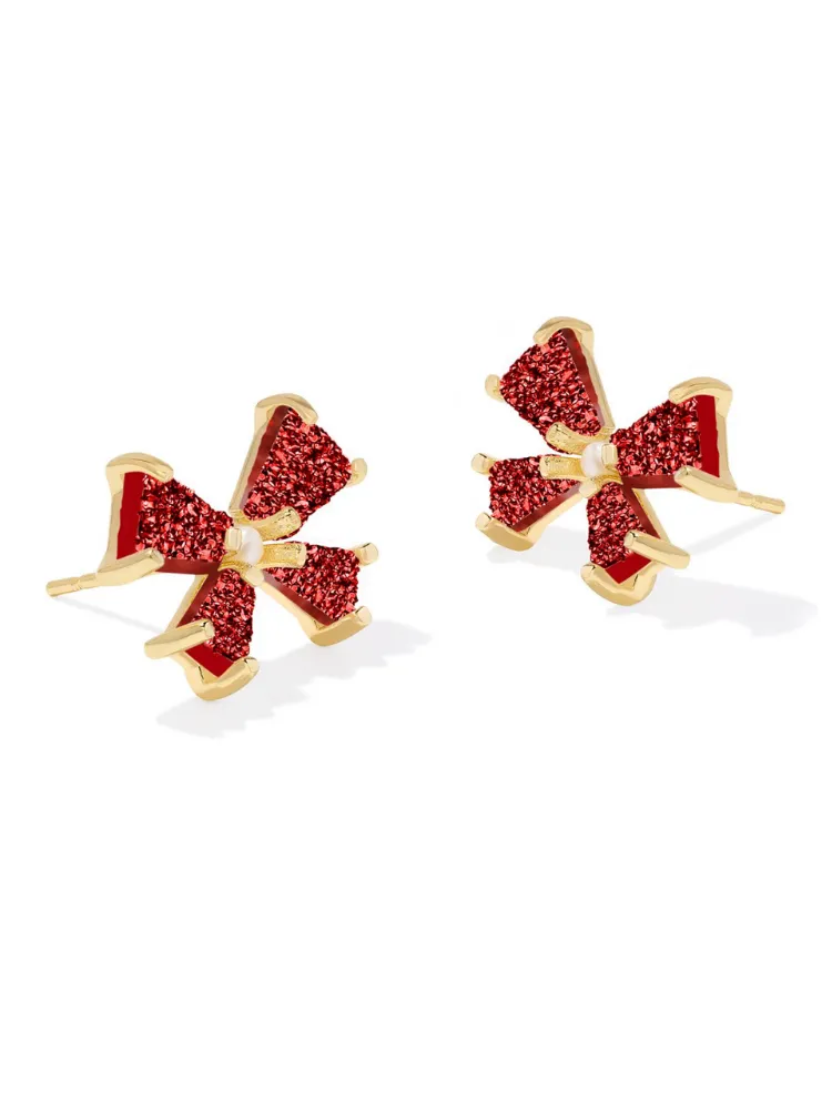 Kendra Scott Blair Bow Studs - Red & Emerald Drusy
