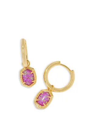 Kendra Scott Daphne Huggie Hoop Framed Earrings in Gold Magenta Kyocera Opal | E00517GLD-MAGENTA