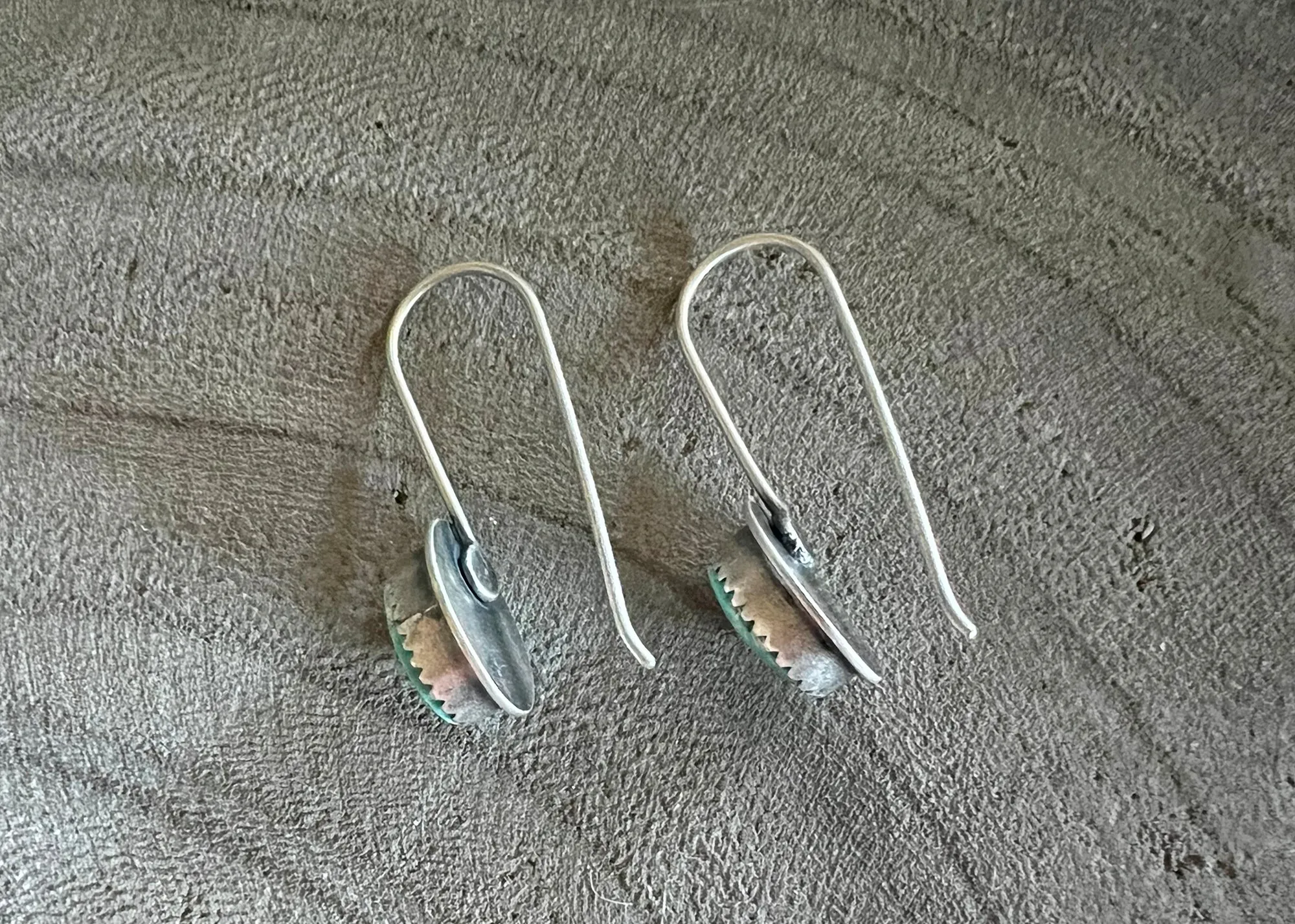 Kingman Turquoise Oval Silver Drop Earrings - Small No. 1