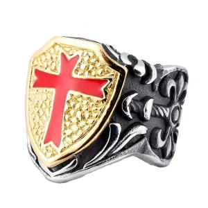 Knights Templar Retro Cross Shield Ring