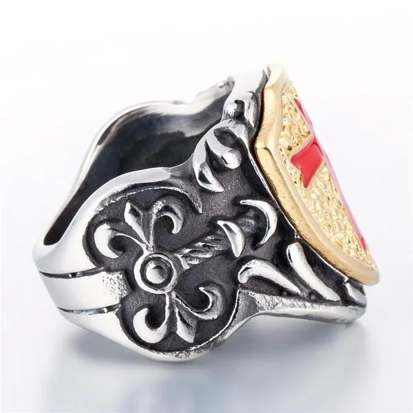 Knights Templar Retro Cross Shield Ring