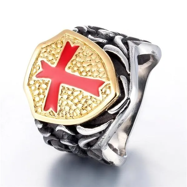 Knights Templar Retro Cross Shield Ring