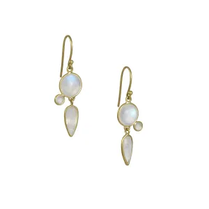 Kothari - Rainbow Moonstone Binode Double Drop Earrings