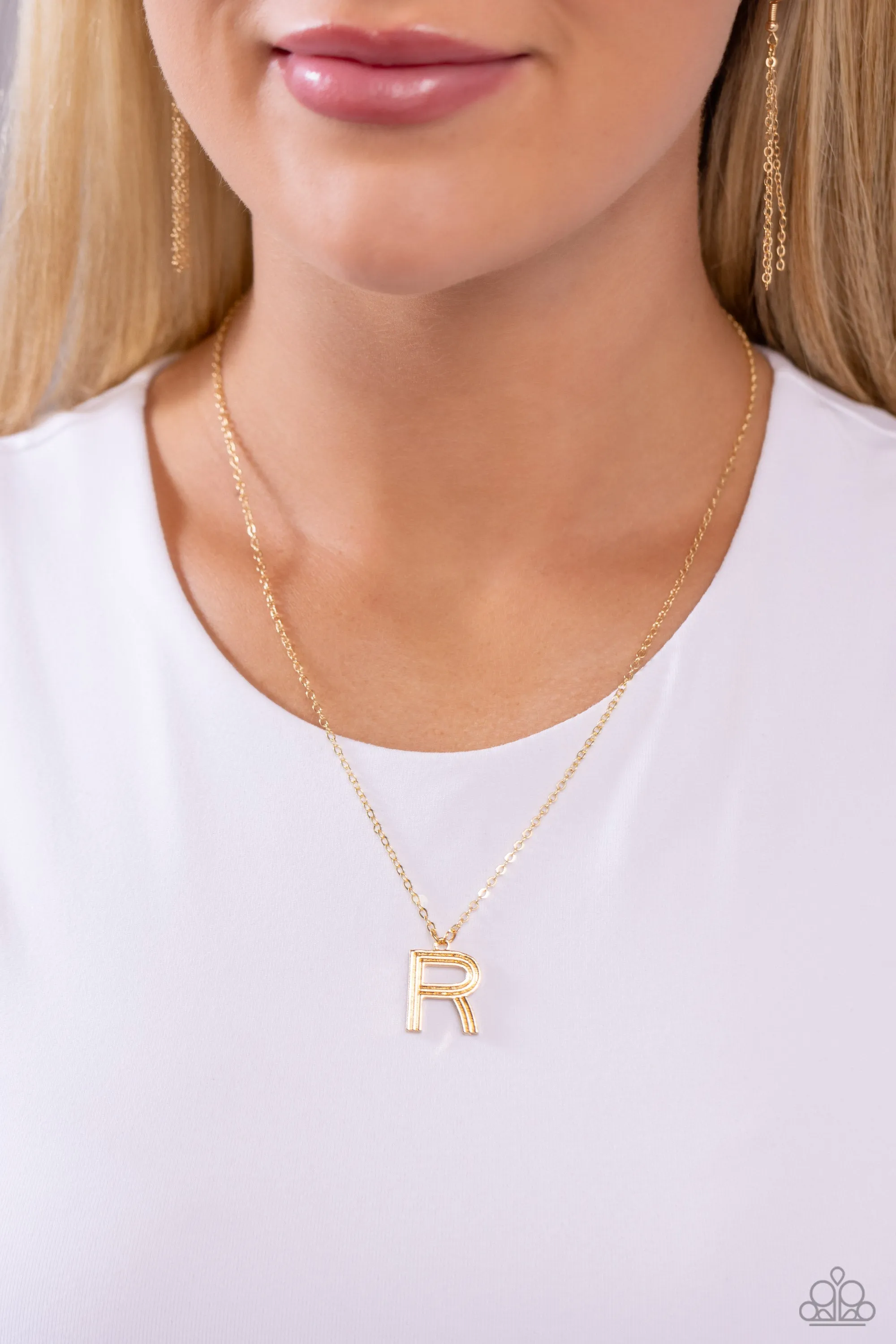 Leave Your Initials - Gold - R Necklace- Paparazzi Accessories