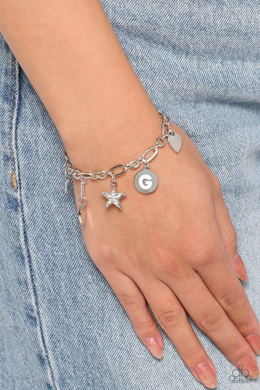 Legacy Letters - White - G Initial Bracelet