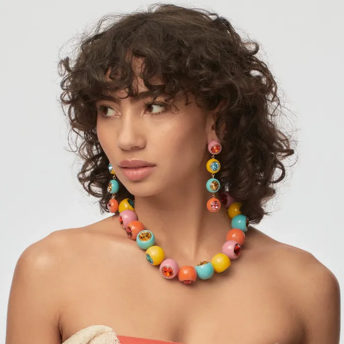 Lele Sadoughi Taffy Rainbow Gumball Linear Earrings