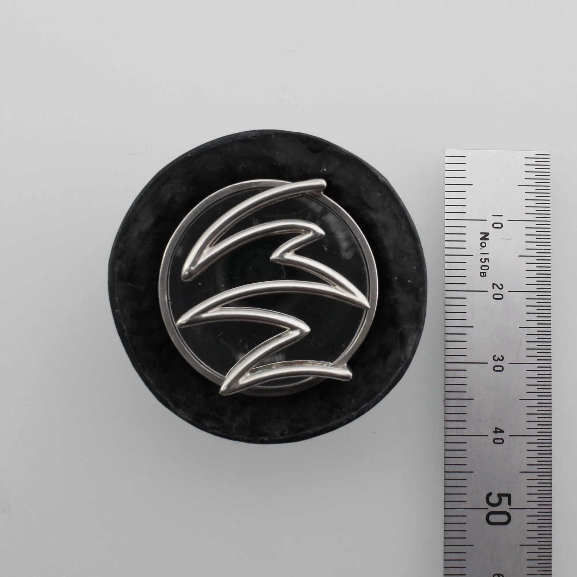 'LIGHTENING STRIKE' handmade sterling silver brooch with black carbon fibre