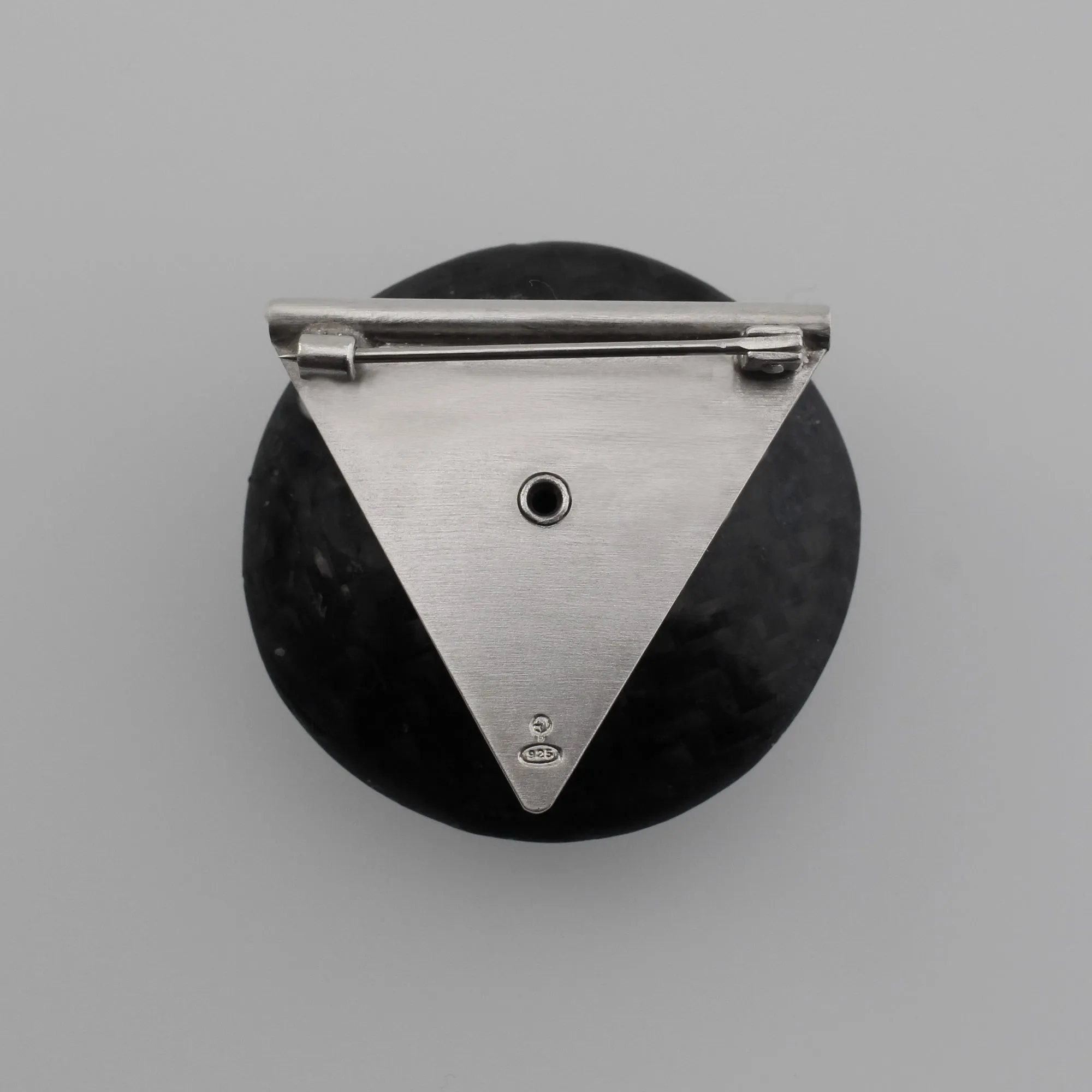 'LIGHTENING STRIKE' handmade sterling silver brooch with black carbon fibre