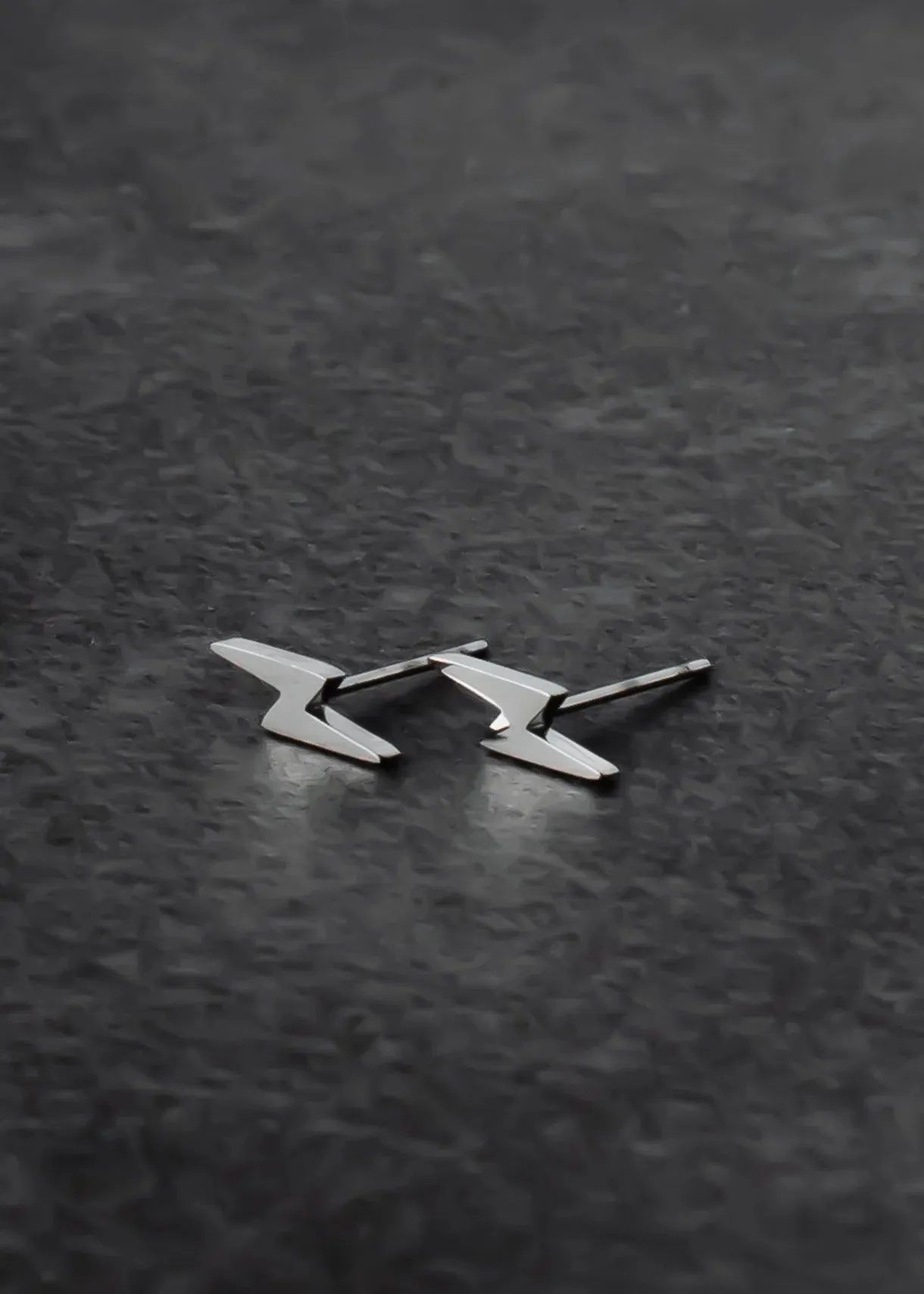Lightning Bolt Stud Earrings Silver