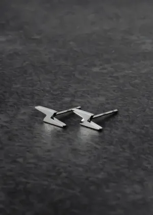 Lightning Bolt Stud Earrings Silver