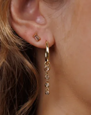 linear drop gold earrings