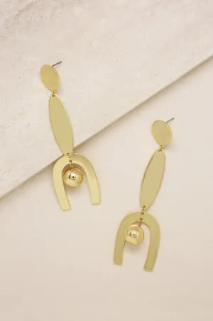 Linear Geometric Dangle 18k Gold Plated Earrings