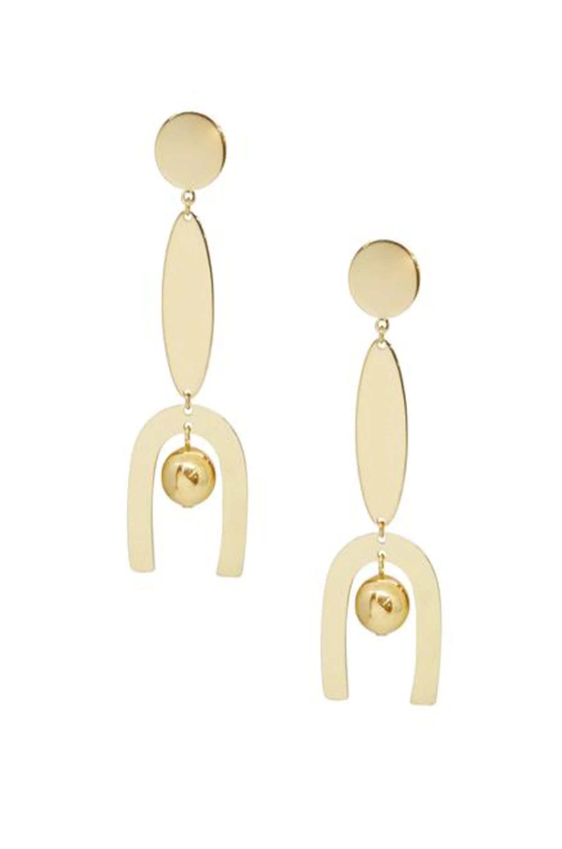 Linear Geometric Dangle 18k Gold Plated Earrings