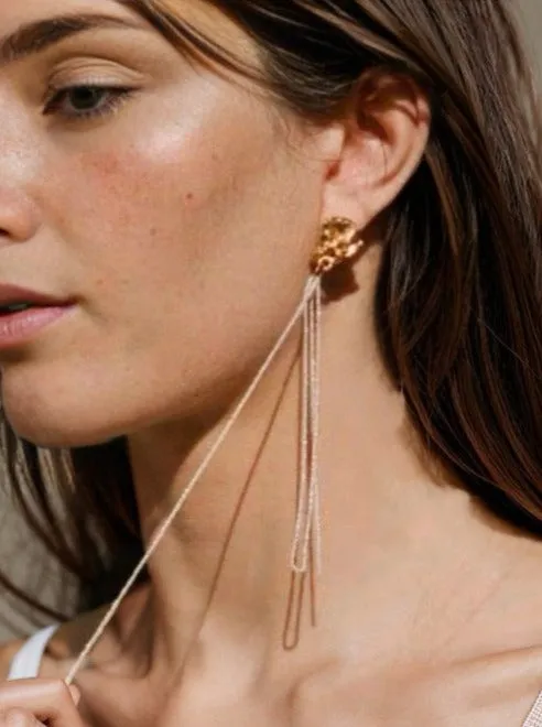 Linear Long Drop Single Earring