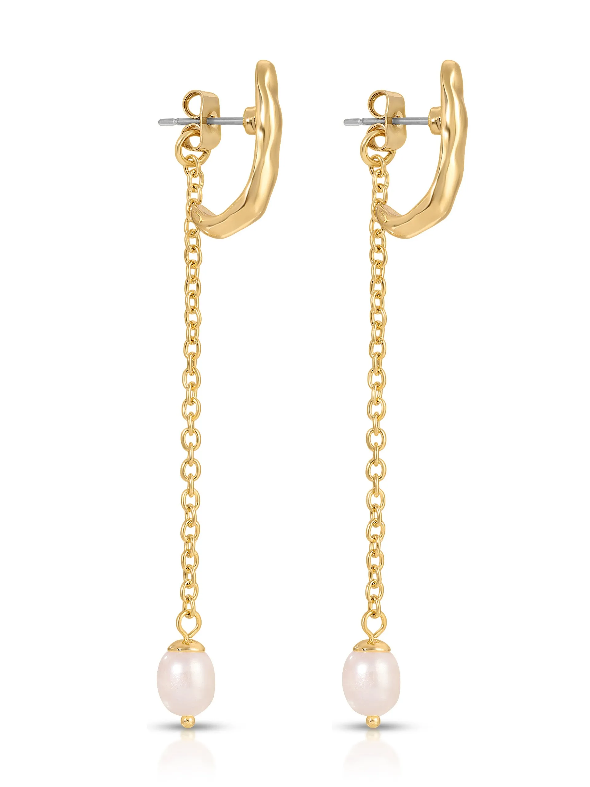 Linear Luxe Pearl Drop Earrings