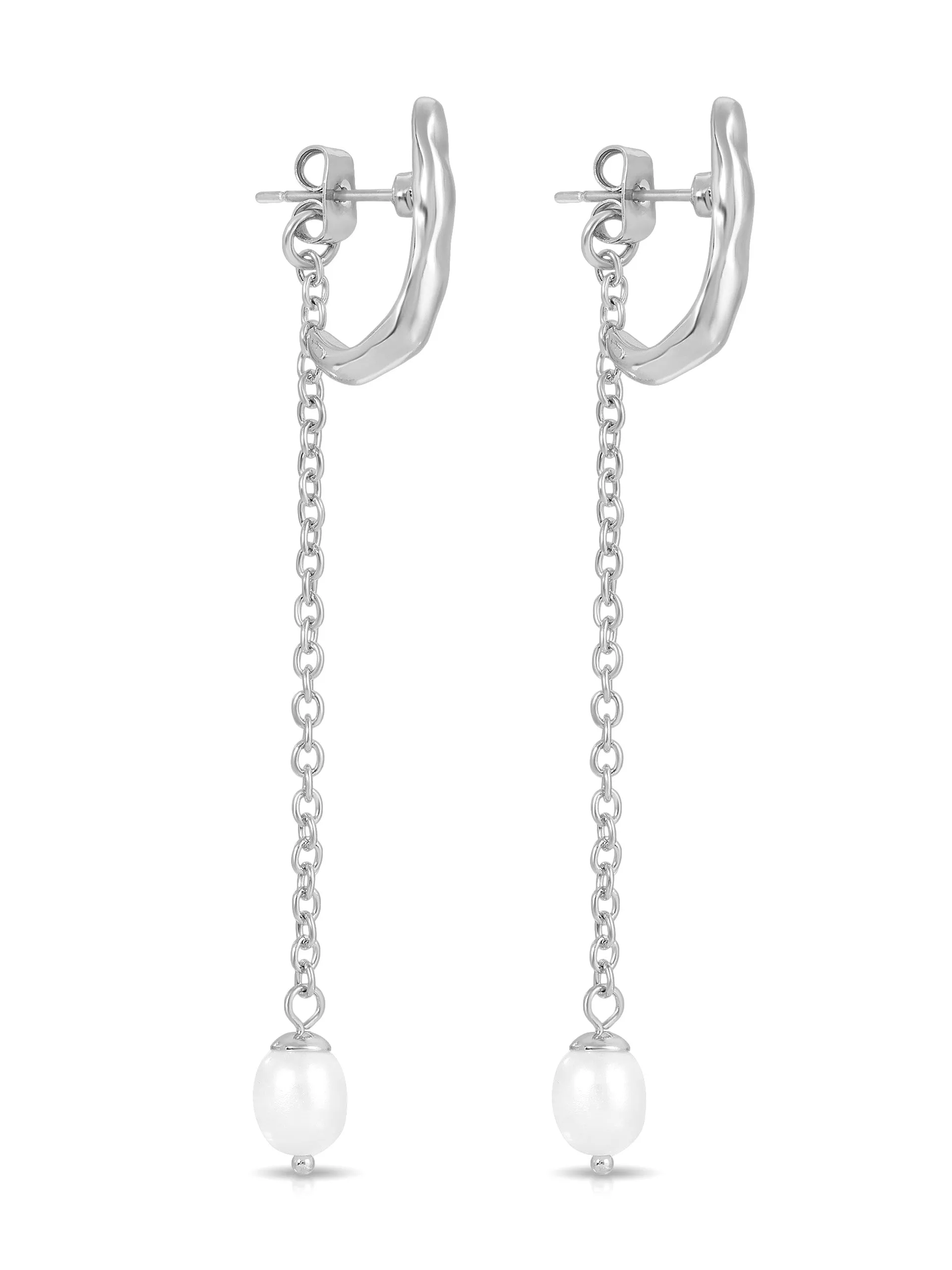 Linear Luxe Pearl Drop Earrings