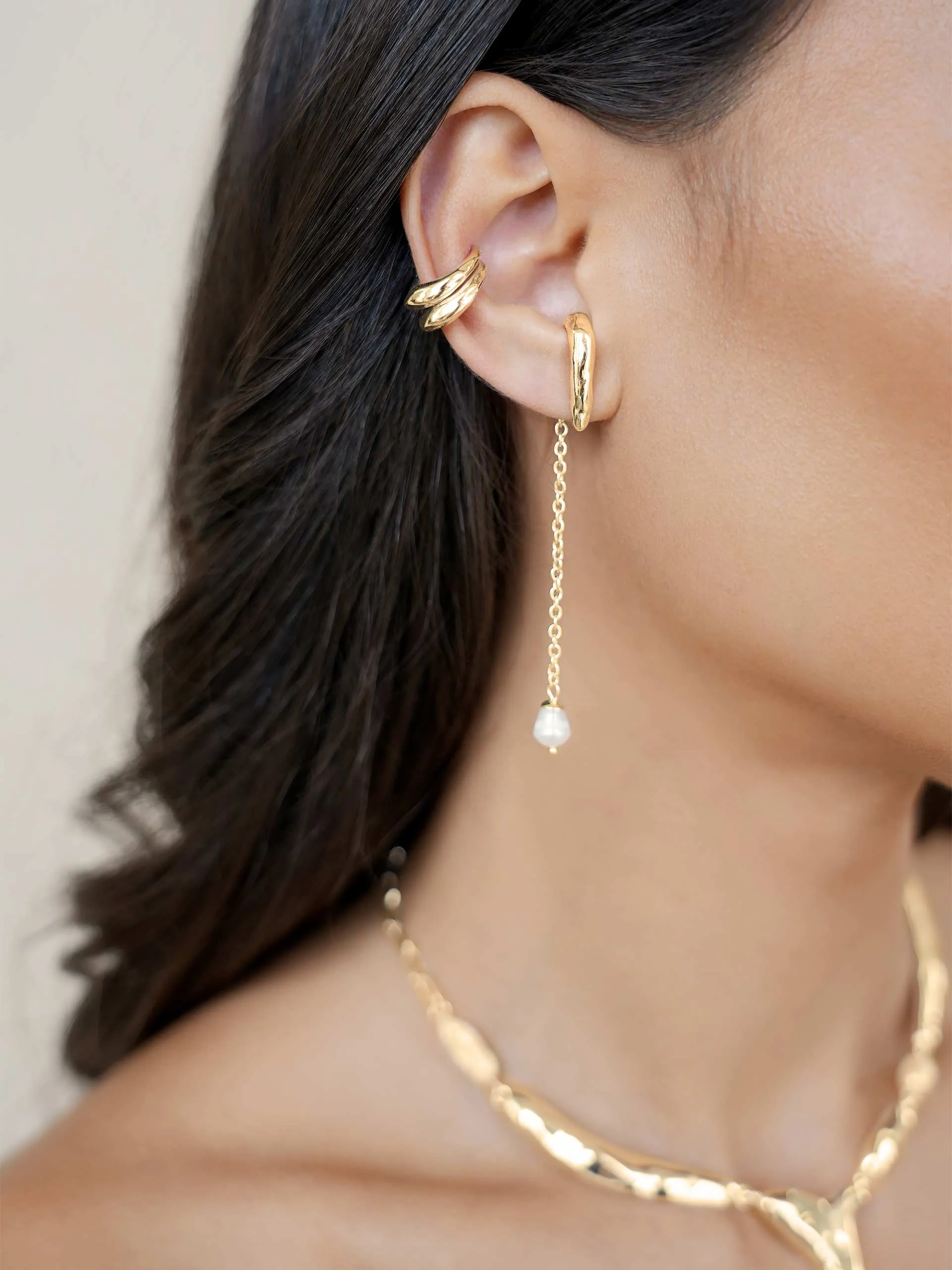 Linear Luxe Pearl Drop Earrings