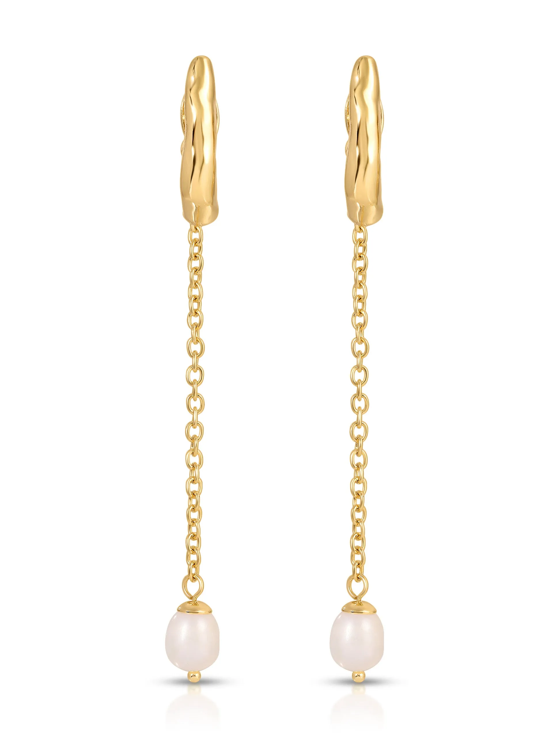 Linear Luxe Pearl Drop Earrings