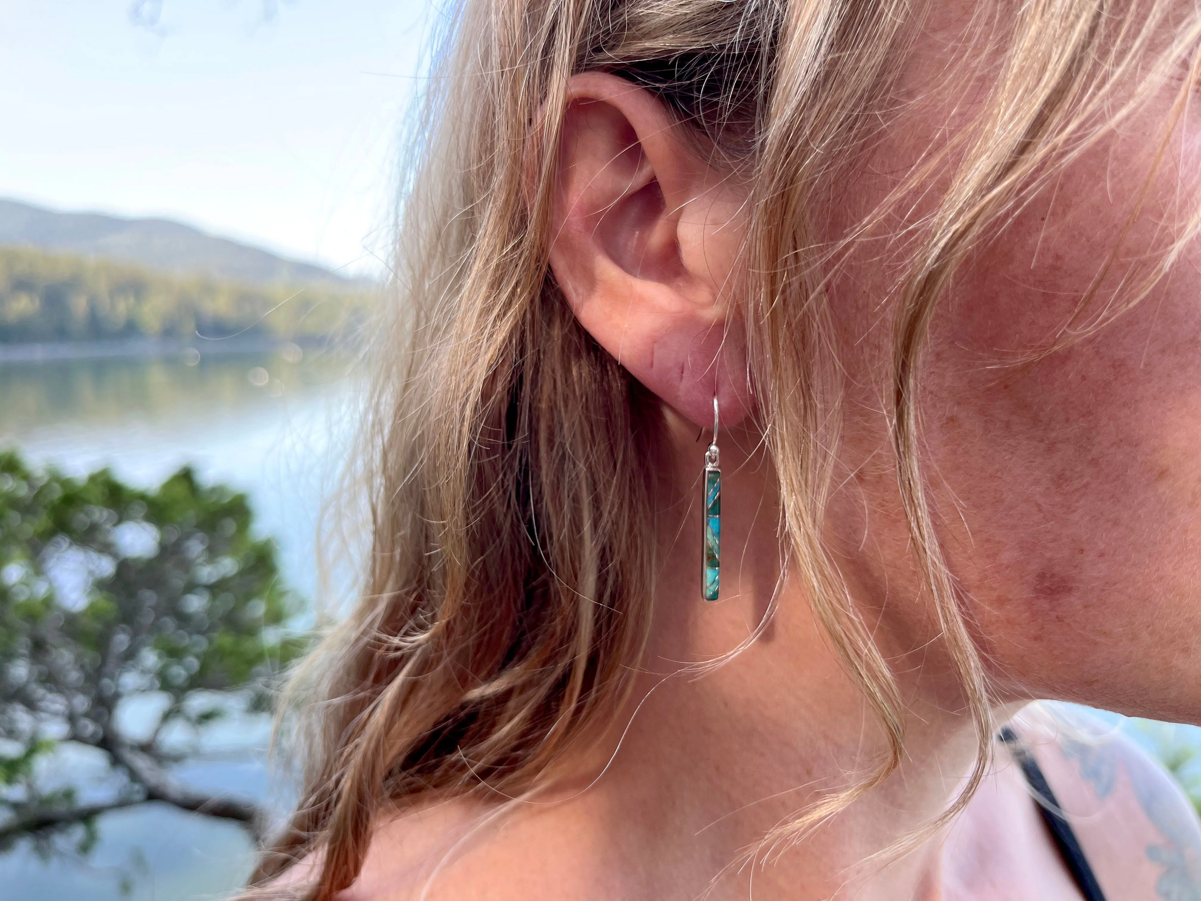 Linear Totem Inlay Earring