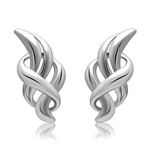 LO1991 Rhodium White Metal Earrings