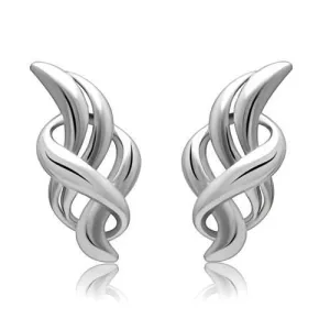 LO1991 Rhodium White Metal Earrings