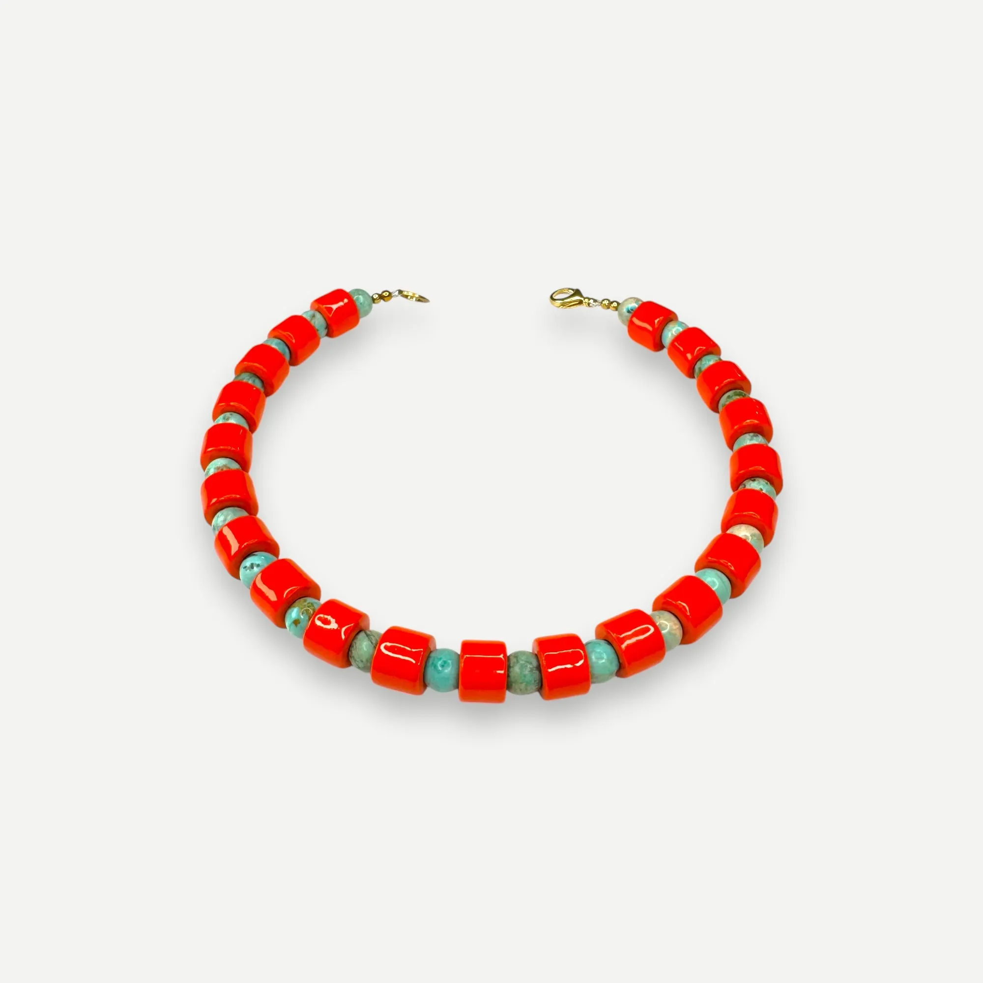 LOBSTER & TURQ SUNDRY.  BEAD TWO.