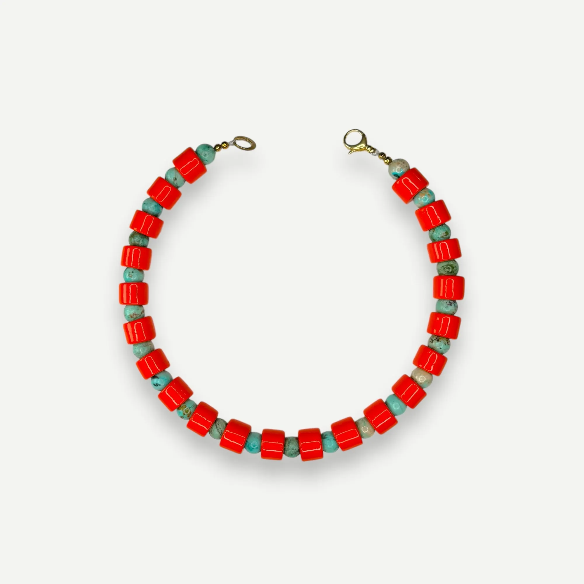 LOBSTER & TURQ SUNDRY.  BEAD TWO.