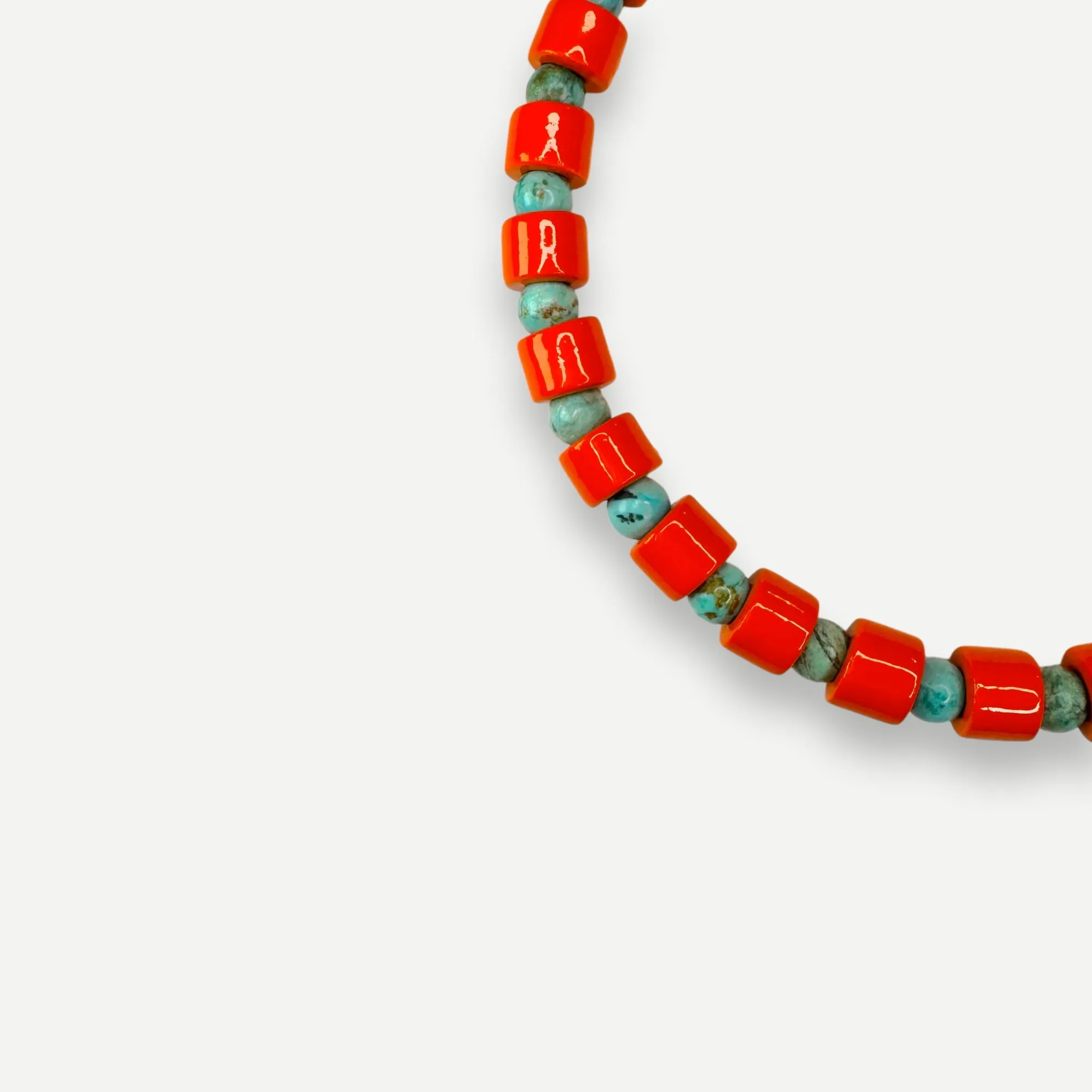 LOBSTER & TURQ SUNDRY.  BEAD TWO.