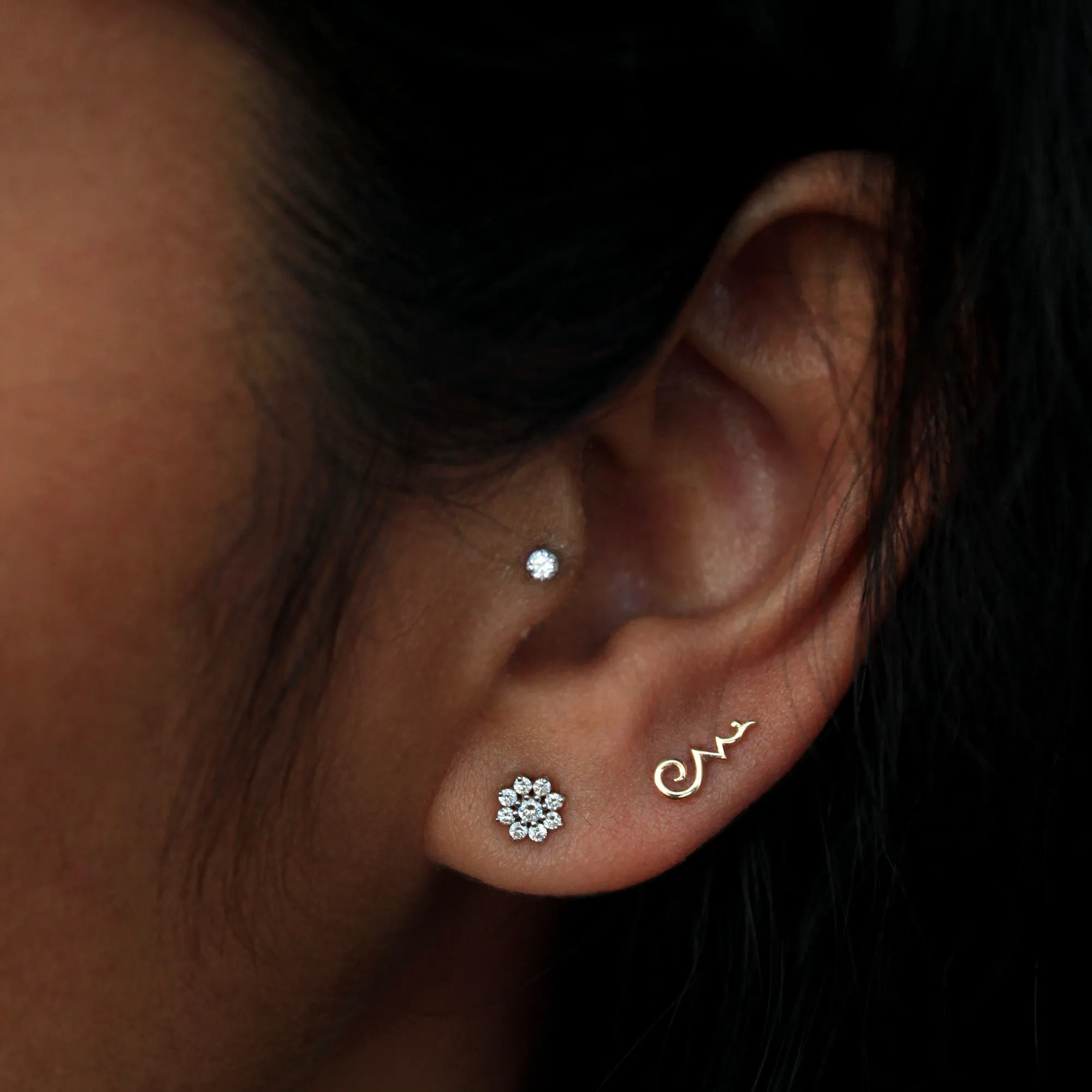 Long Curvy Tragus Earring