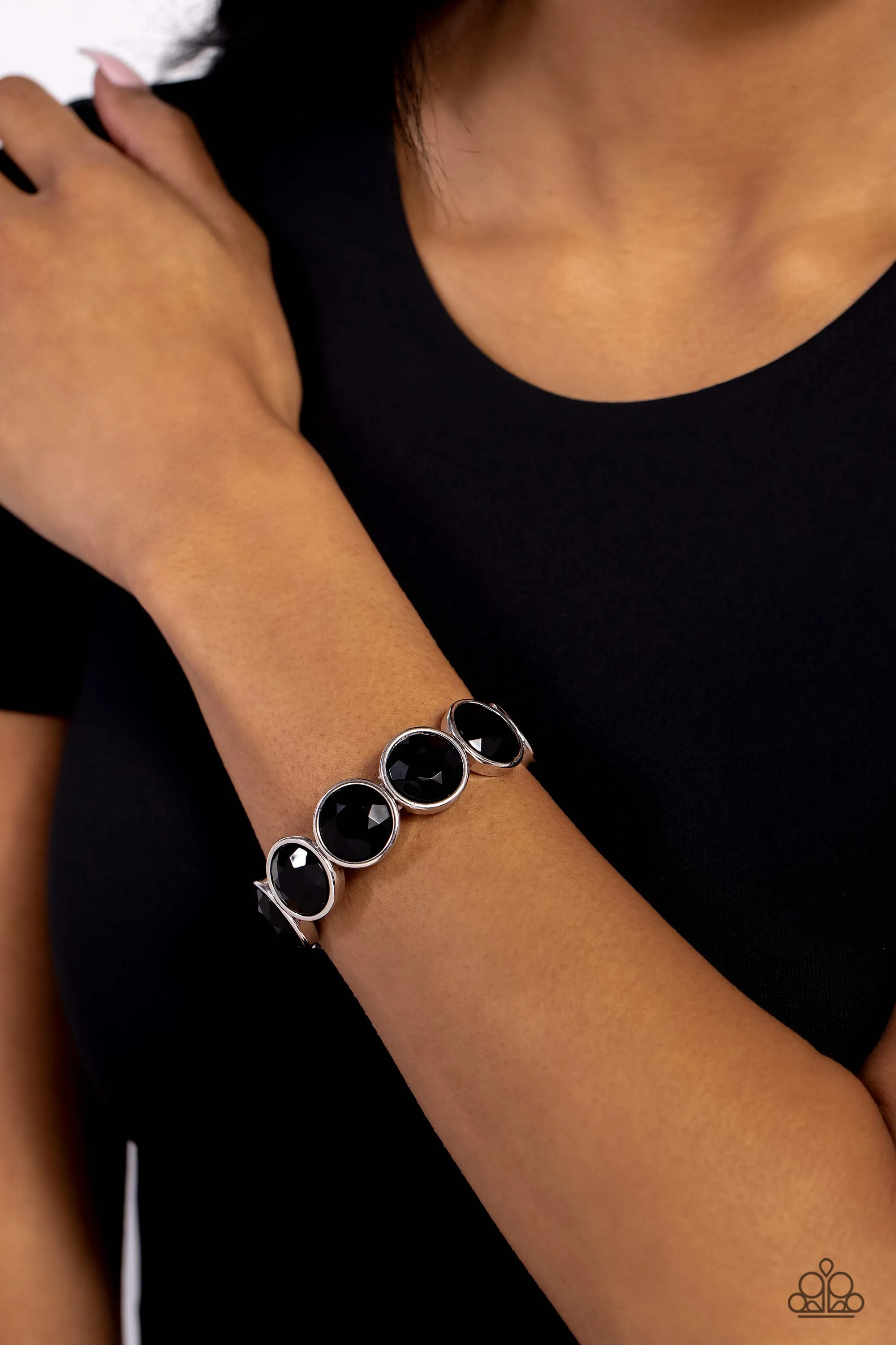 Long Live the Loud - Black - Faceted Black Bead Paparazzi Stretchy Bracelet