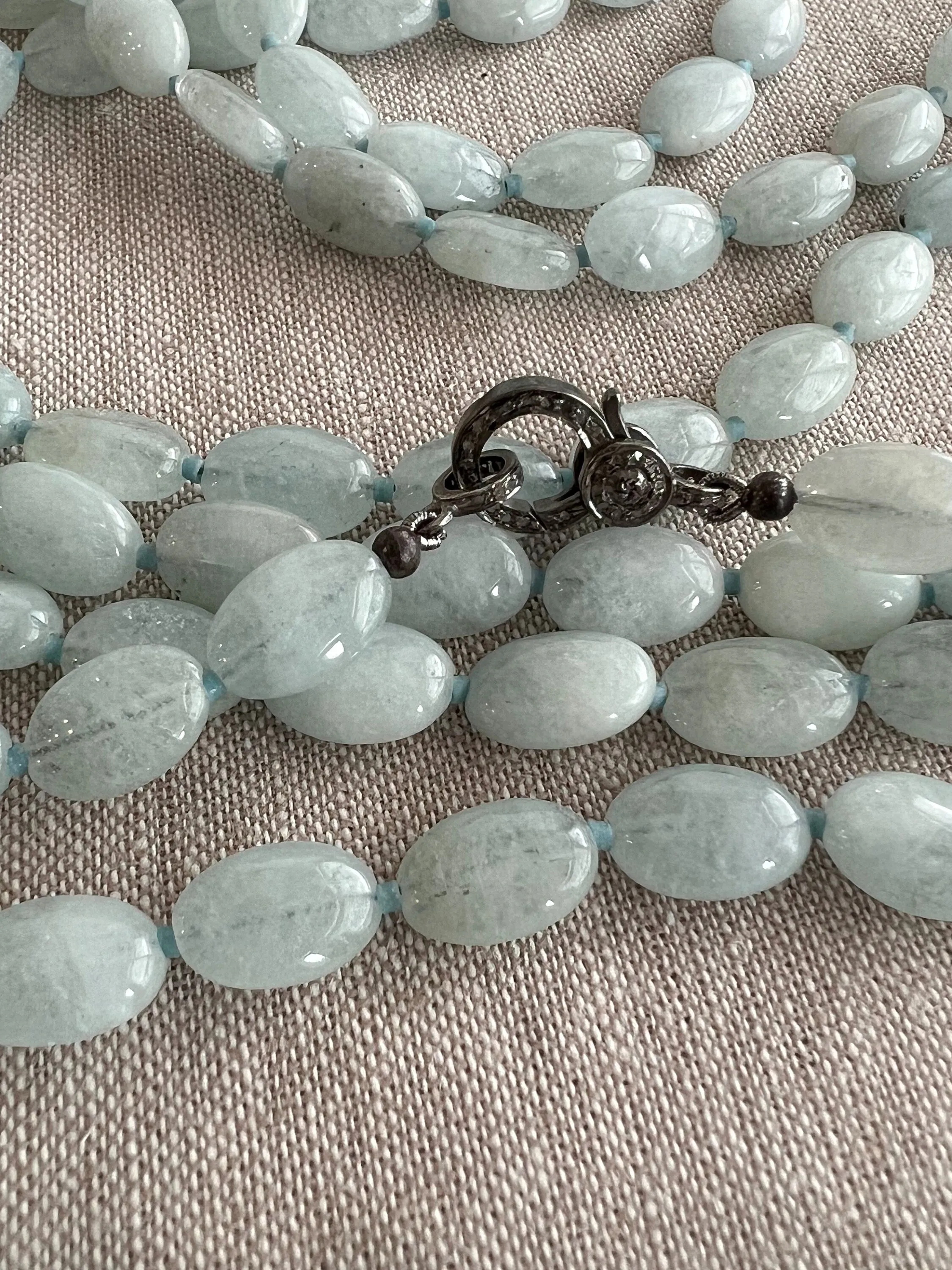 Long Milky Aquamarine Necklace
