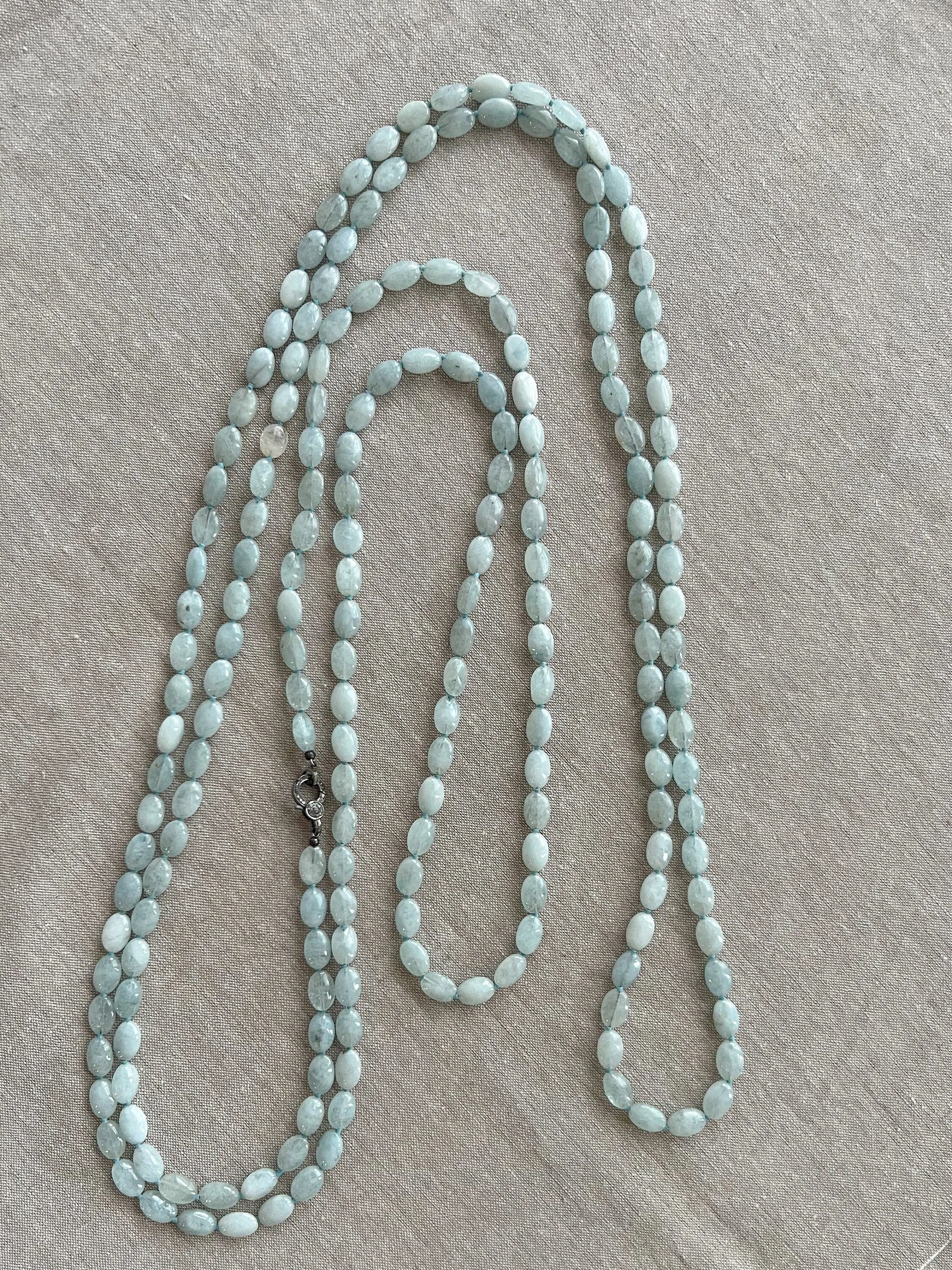 Long Milky Aquamarine Necklace
