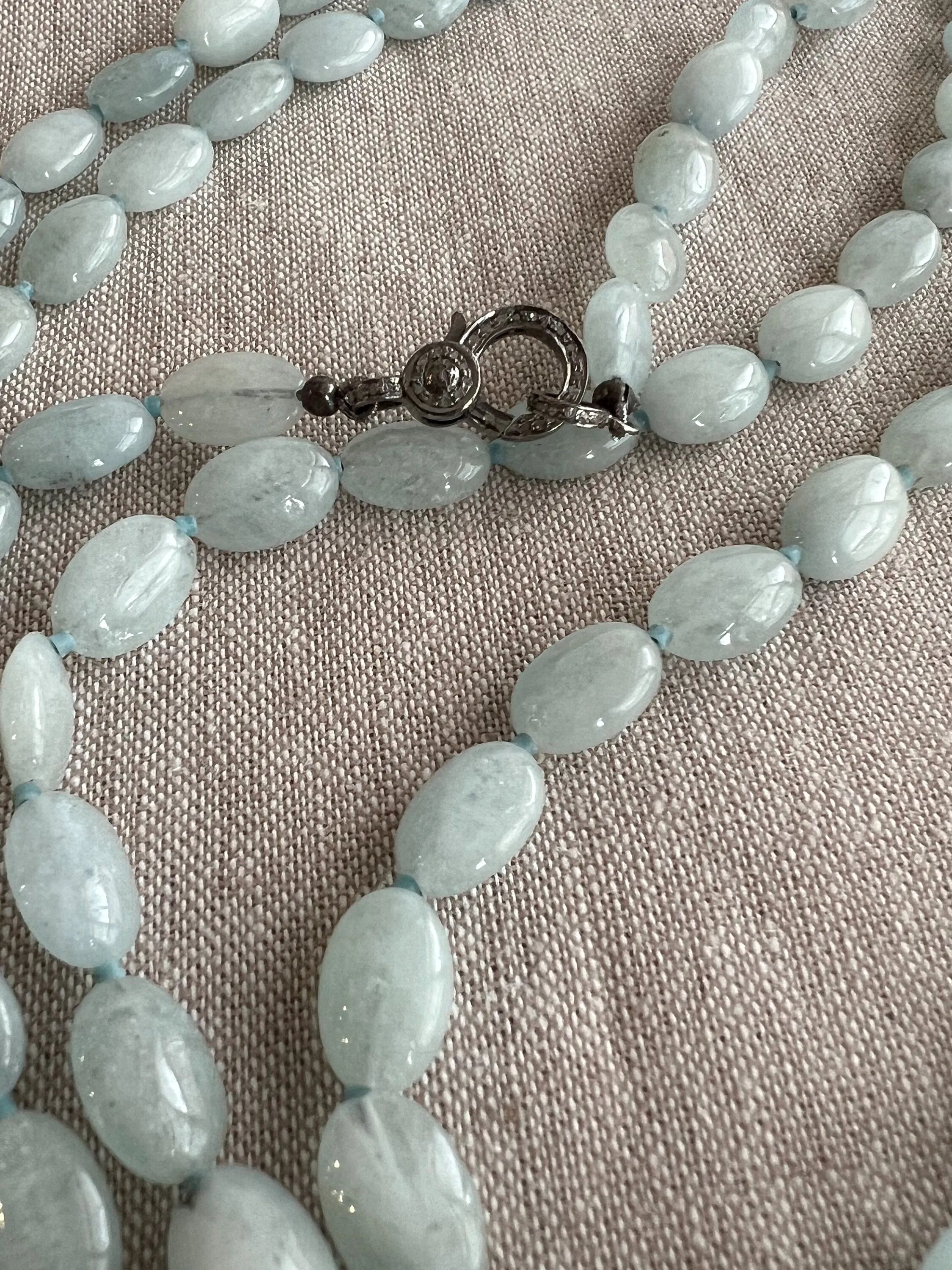 Long Milky Aquamarine Necklace