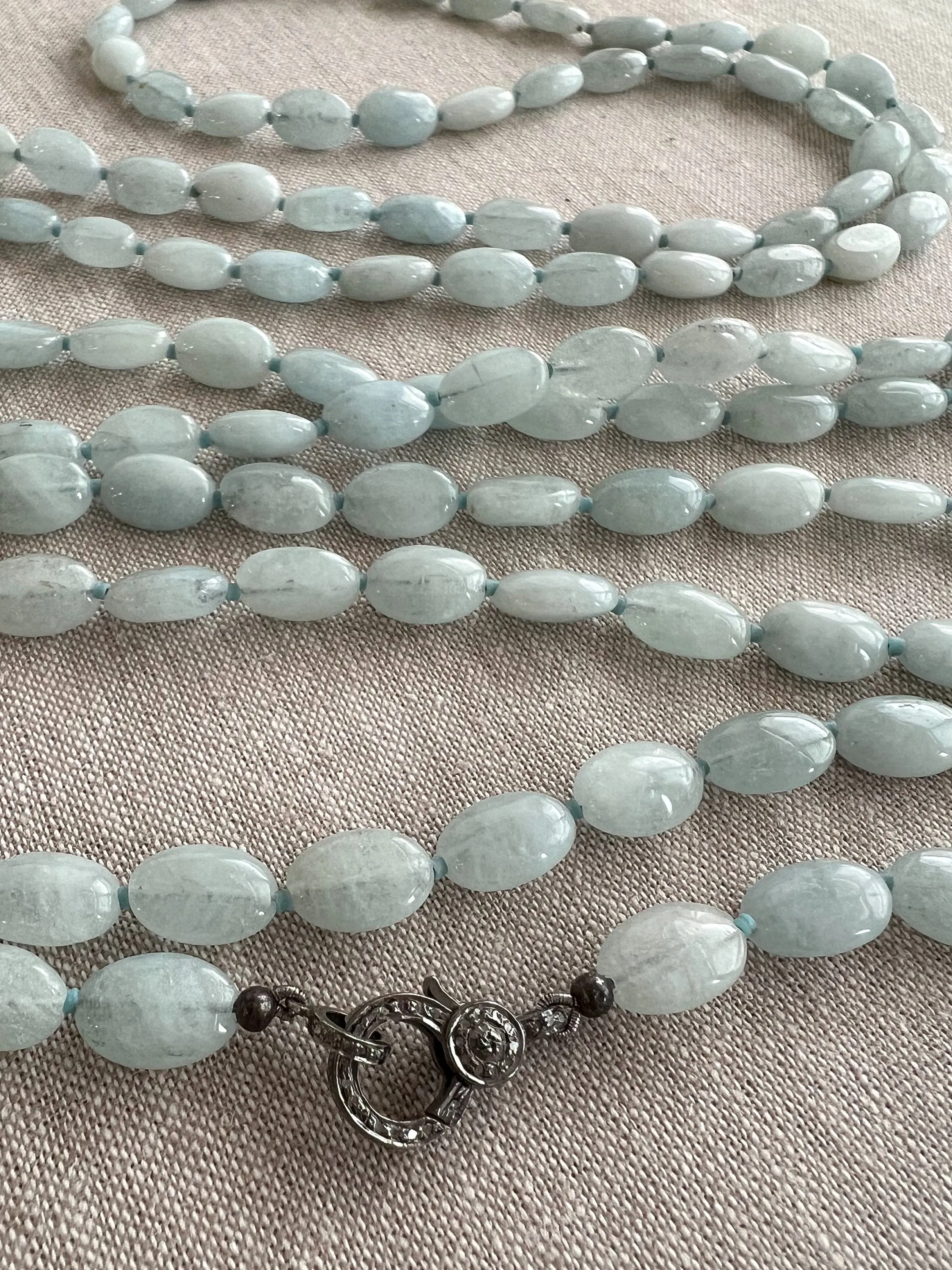 Long Milky Aquamarine Necklace